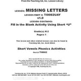 Phonics Activity Books - Short Vowels (Gr. K-2) - PDF DOWNLOAD