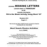 Phonics Activity Books - Short Vowels (Gr. K-2) - PDF DOWNLOAD